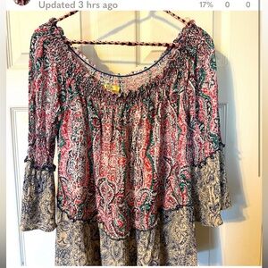 Off the shoulder bohemian printed top by Kori size L
